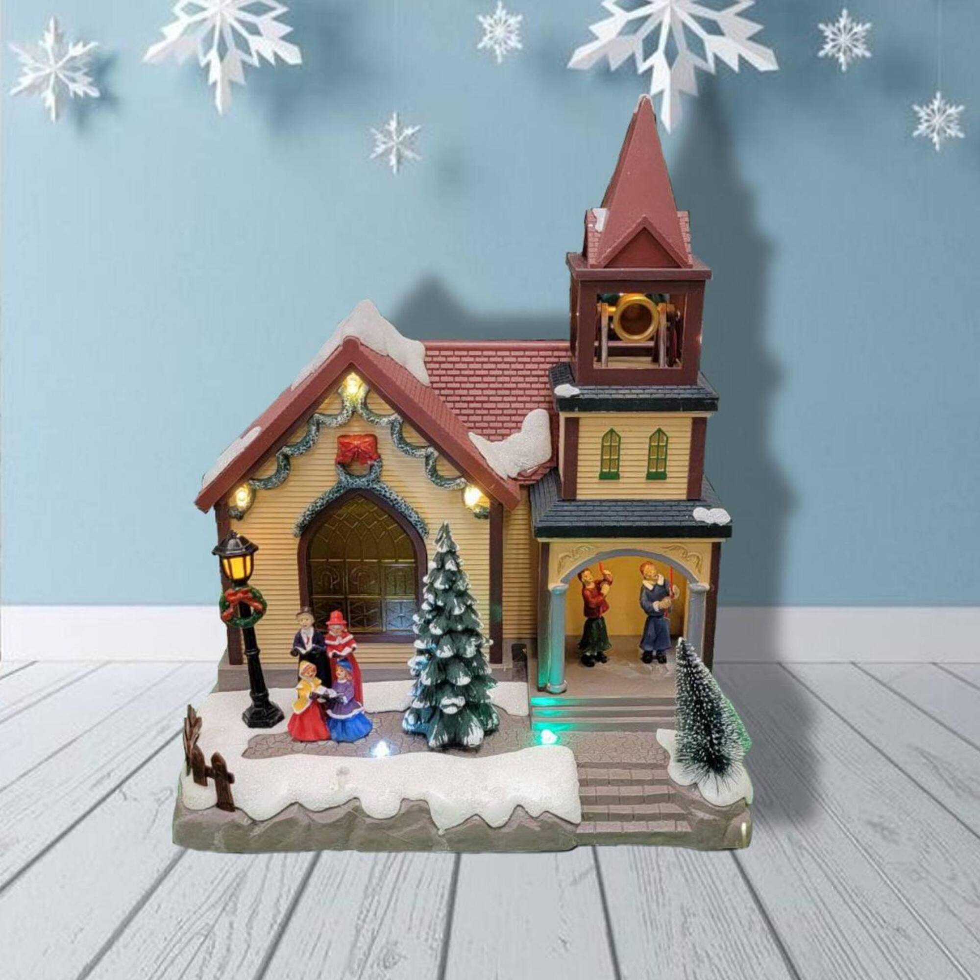Wizardi 20" Christmas Village House Church with LED Lights